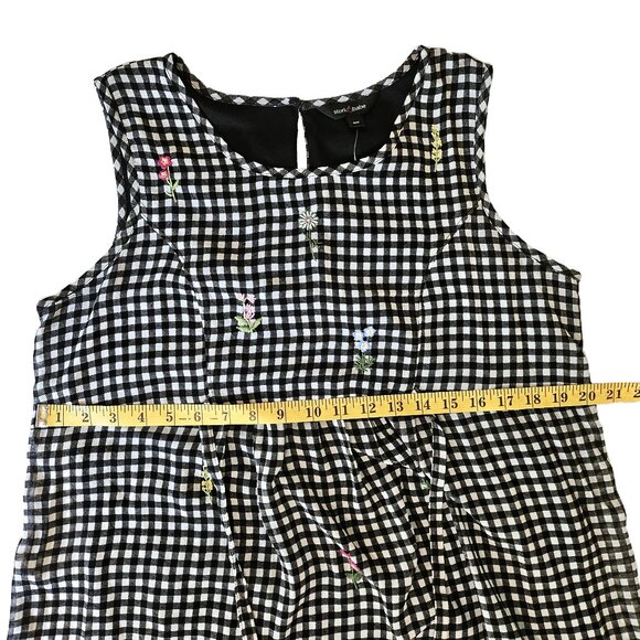 NWT STORK & BABE Black & White Gingham Flower Embroidered Maternity Top Size Med - Picture 4 of 7